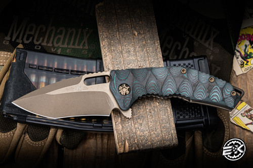 Heretic Knives "Medusa" Manual Folding Knife Shipwreck Carbon Fiber/Bronze Titanium 3" MagnaCut Recurve H010-CS-TQ