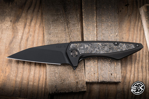Koenig Knives Mini Goblin Frame Lock Flipper Knife Bronze Techno Carbon Titanium 3" M390 Wharncliffe Matte DLC MG9999999-BZ