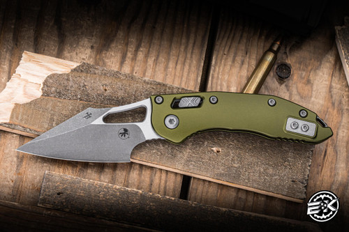 Microtech M-Stitch Ram-LOK Knife OD Green Aluminum 3" M390 Spear Point Apocalyptic 169MRL-10APOD