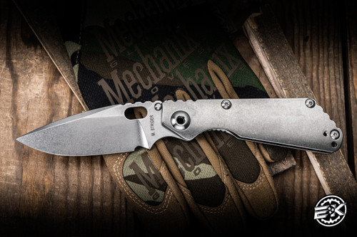 Preowned-Strider SNG CC Folding Knife Titanium 3.5" S30V Drop Point Stonewash