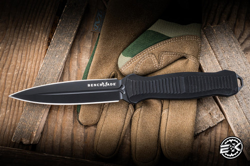 Preowned-Benchmade Fixed Infidel Knife Black Aluminum 4.52" D2 Dagger Black
