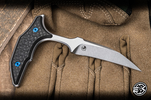 Microtech Marfione Select Bee Push Dagger Carbon Fiber, Blue Ti Accents 2.5" 440C Stonewash 218-10MS5