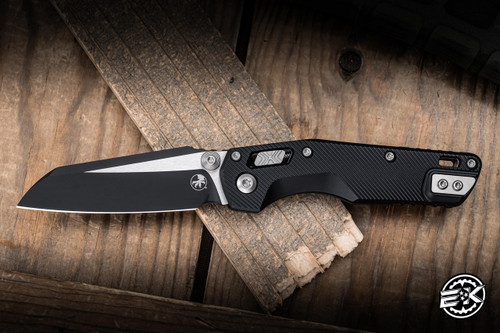 Microtech MSI Mini Ram-LOK Knife Black Fluted Aluminum 3.25" M390 Wharncliffe Black 210M-1FL