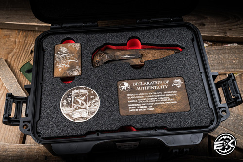 Microtech Signtaure Series Socom Elite Set Automatic Folding Knife Plague Outbreak Aluminum, Textured Inlay 4" M390 Spearpoint 160A-1SETPLOBSS