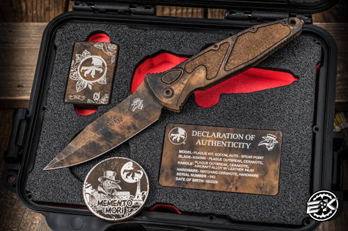 Microtech Signtaure Series Socom Elite Set Automatic Folding Knife Plague Outbreak Aluminum, Textured Inlay 4" M390 Spearpoint 160A-1SETPLOBSS