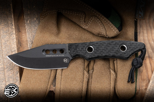 Heretic Knives Kobold Fixed Blade Knife Glow Carbon Fiber 2.5" Bowie DLC H065-6A-GLOCF