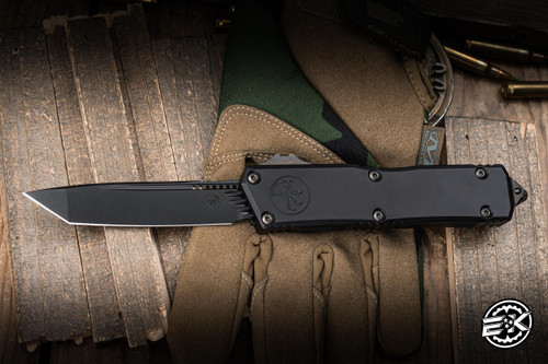 Preowned-Microtech Scarab II Gen III Executive Shadow OTF Automatic Knife 4" M390 Tanto Black 1177-1DLCTSH
