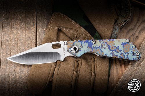 Preowned-Strider Knives SnG Partizan Folding Knife Camo Titanium 3.5" S30V Bowie