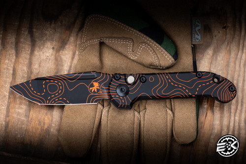 Microtech LUDT Automatic Folding Knife Topo Black/Orange Camo Aluminum 3.4" M390 Tanto 1136S-1TPBKORCS