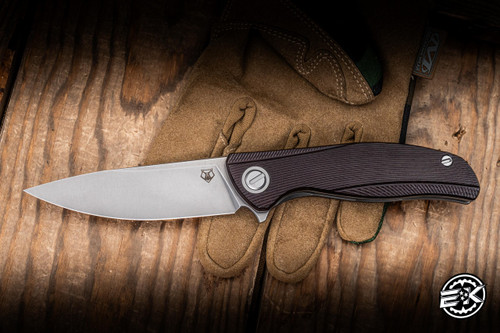 Shirogorov Knives Ursus F95 Folding Knife Maroon Micarta 3.74" Elmax