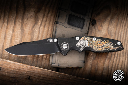 Rick Hinderer Knives EKlipse Non-Flipper Knife Bronze Horsehead Titanium 3.5" MagnaCut Spearpoint Battle Black