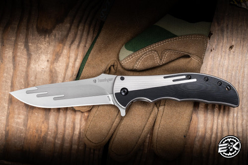 Preowned-Kershaw Knives Volt Folding Knife CNC-Machined Titanium, G10 Inlays 3.9" M390/D2 Drop Point
