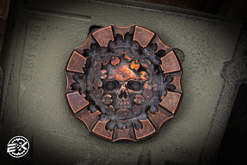 Hitex/Atsukoubo COTMC Gear Poker Chip Titanium "Skulls in a Field of Sakura Flowers"