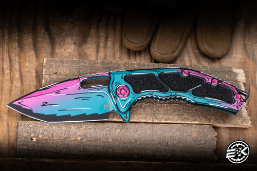 Heretic Knives Medusa Manual Folding Knife Cel Shade Aluminum 3" MagnaCut Tanto H009-CS-MV