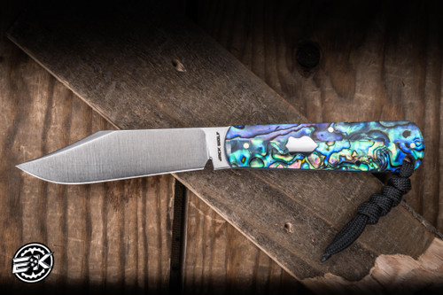 *Drop Date 6/16 @ 2PM EST"Jack Wolf Knives Gateway FIXEDC Fixed Blade Knife Abalone 2.99" 14C28N Clip Point Satin