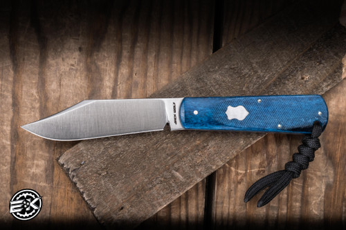 *Drop Date 6/16 @ 2PM EST"Jack Wolf Knives Gateway FIXEDC Fixed Blade Knife Saw Cut Blue Bone 2.99" 14C28N Clip Point Satin