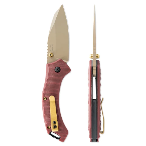 Toor Knives XT1 Delta Folding Knife Crimson G10 3.25" S35VN Drop Point Bronze