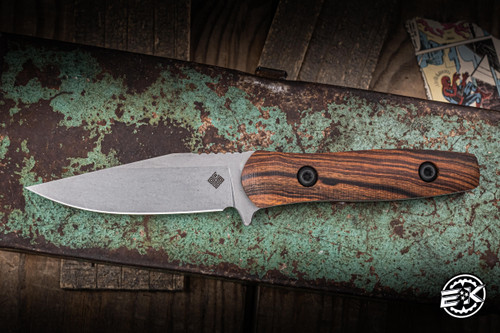 OCASO Knives Sevra Fixed Blade Knife Ironwood 2.8" MagnaCut Drop Point Stonewash