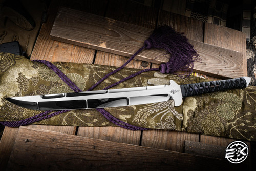 Marfione Custom Combat Wakizashi Sword Deerskin Wrap 14.25" M390 Mirror Polish