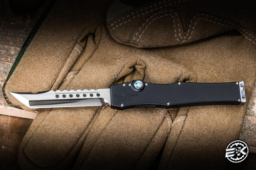 Microtech Marfione Custom Halo III Mini OTF Knife Aluminum, Abalone Inlay 2" M390 Hellhound Mirror Polish