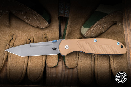 Rick Hinderer Knives FireTac Folding Knife Stonewash Gold Titanium 3.6" 20CV Tanto Stonewash