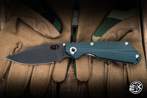 Mick Strider Knives SnG Folding Knife Forest Green G10/Flamed Titanium 3.5" 20CV DLC