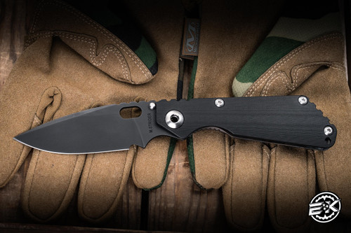 Mick Strider Knives SnG Folding Knife Black G10/Flamed Titanium 3.5" 20CV DLC