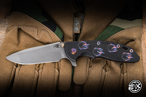 Rick Hinderer Knives XM-18 Folding Knife Firehorse 2026 Battle Black Titanium, Flamed Ti 3.5" 20CV Spanto Special Working Finish