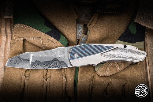 GTC Knives A-SLT Macchina Titanium/Zirconium, 3-Alloy Damascus