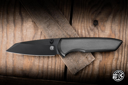 Chaves x Brad Blount Red Label Arrestor 229 Integral Folding Knife Titanium 3.75" M390 Wharncliffe Black Satin PVD - Blade Show Exclusive