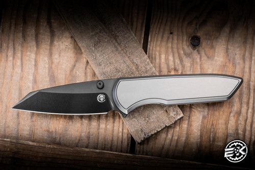 Chaves x Brad Blount Red Label Arrestor 229 Integral Folding Knife Bright Stonewash Titanium 3.75" M390 Wharncliffe Bright Stonewash DLC - Blade Show Exclusive