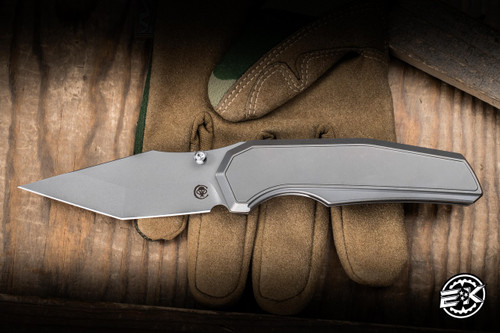 Chaves x Jake McCoy Red Label Omega Street Integral Folding Knife Titanium 3.5" M390 Tanto Stonewash - Blade Show Exclusive