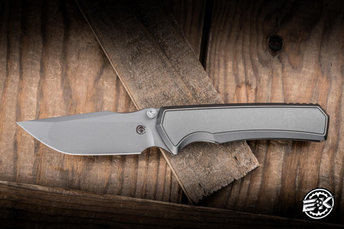 Chaves x Sam Tran Red Label Arison Street Integral Folding Knife Titanium 3.25" M390 Drop Point Stonewash - Blade Show Exclusive