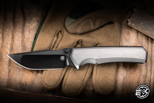 Chaves x Sam Tran Red Label Arison Street Integral Folding Knife Bright Stonewash Titanium 3.25" M390 Drop Point DLC - Blade Show Exclusive