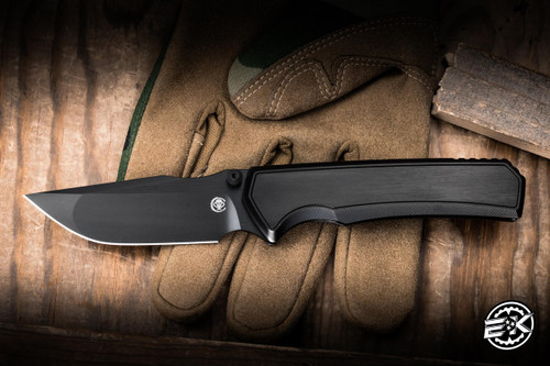 Chaves x Sam Tran Red Label Arison Street Integral Folding Knife Titanium 3.25" M390 Drop Point Black Satin PVD - Blade Show Exclusive