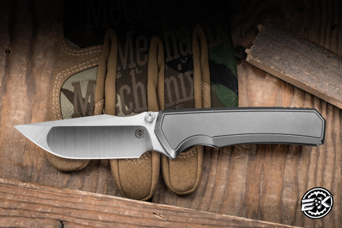 Chaves x Sam Tran Red Label Arison Street Integral Folding Knife Stonewash Titanium 3.25" M390 Drop Point Belt Finish - Blade Show Exclusive