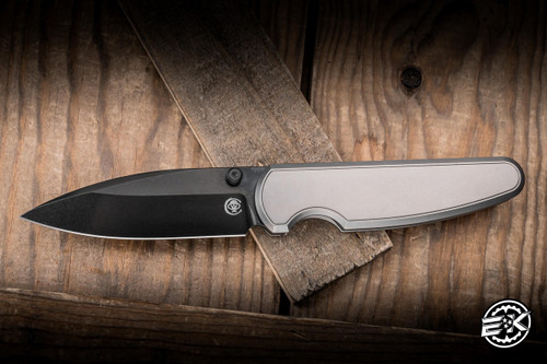 Chaves x Brad Blount Red Label Phase 229 Integral Folding Knife Bright Stonewash Titanium 3.75" M390 Drop Point Bright Stonewash DLC - Blade Show Exclusive