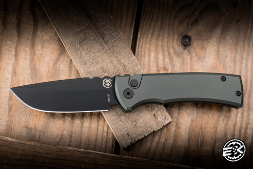 Chaves x Protech Redencion 229 Automatic Folding Knife OD Green Aluminum 3.5" S35VN Drop Point Black DLC - Blade Show Exclusive