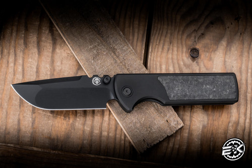 Chaves Knives Exclusive Magnetic Integral N.T.A.K. YKWII Folding Knife Titanium, Shredded CF Inlay 3.56" M390 Drop Point Stonewash/Black PVD