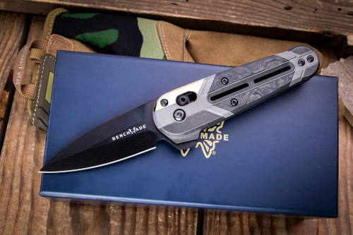  Gold Class-Benchmade Lowden Flipper Knife Marbled Carbon Fiber 2.79" Damascus Spear Point 491BK-261
