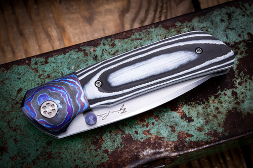 Pena Knives La Sofia Fat Carbon/DarkTi Accents 3.5" CPM-154 Hand Rubbed