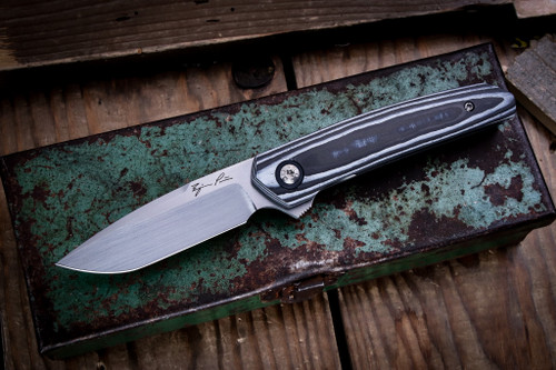 Pena Knives Cobra Flipper Knife Fat Carbon/Titanium 3.25" 154 Hand Rubbed