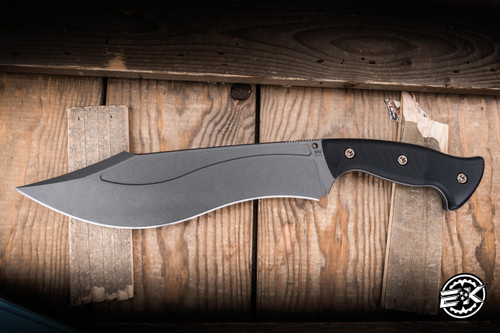 RMJ Tactical Sapper Fixed Blade Black G10 10.75" 80CRV2 Recurve Bowie Tungsten