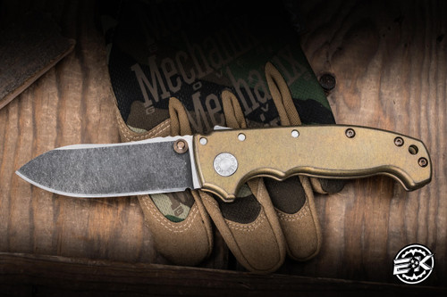 Demko Knives Custom AD20 Folding Knife Bronze Titanium 3.6" Magnacut Butcher Black Wash