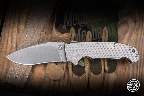 Demko Knives AD20 Folding Knife Textured Titanium 3.6" 3V Kopis
