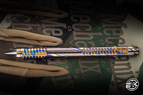 Nottingham Tactical TiButton Exotic Pen Partially Carved Mokuti 5" Parker RHSL