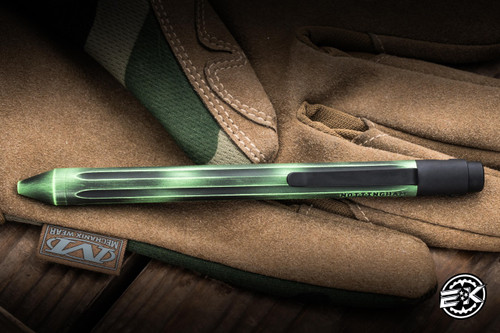 Nottingham Tactical TiButton Exotic Pen Straight Flute Green Lantern Titanium 5.5" G2 RHSL