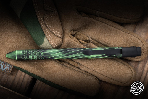 Nottingham Tactical TiButton Exotic Pen Spiral Flute with Dots Green Lantern Titanium 5.5" G2 RHSL