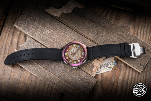 EK Layer Watches 43MM Crystallized Titanium 316L Stainless, Leather Band