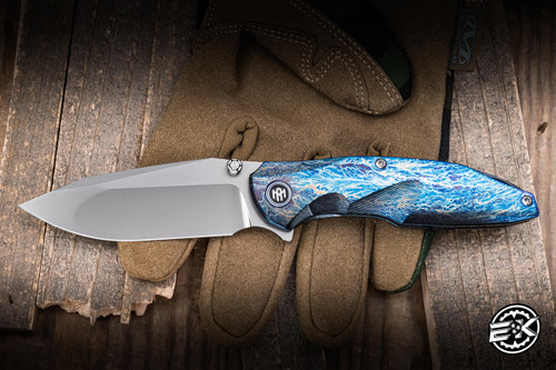Remette RT-Cool Whale Folding Knife Lightning Strike Titanium 3.15" M390 Pearlescent